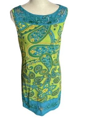 Vintage Cotton beaded Floral Dress by JOYOUS & FREE Paisley Mandala Boho Med